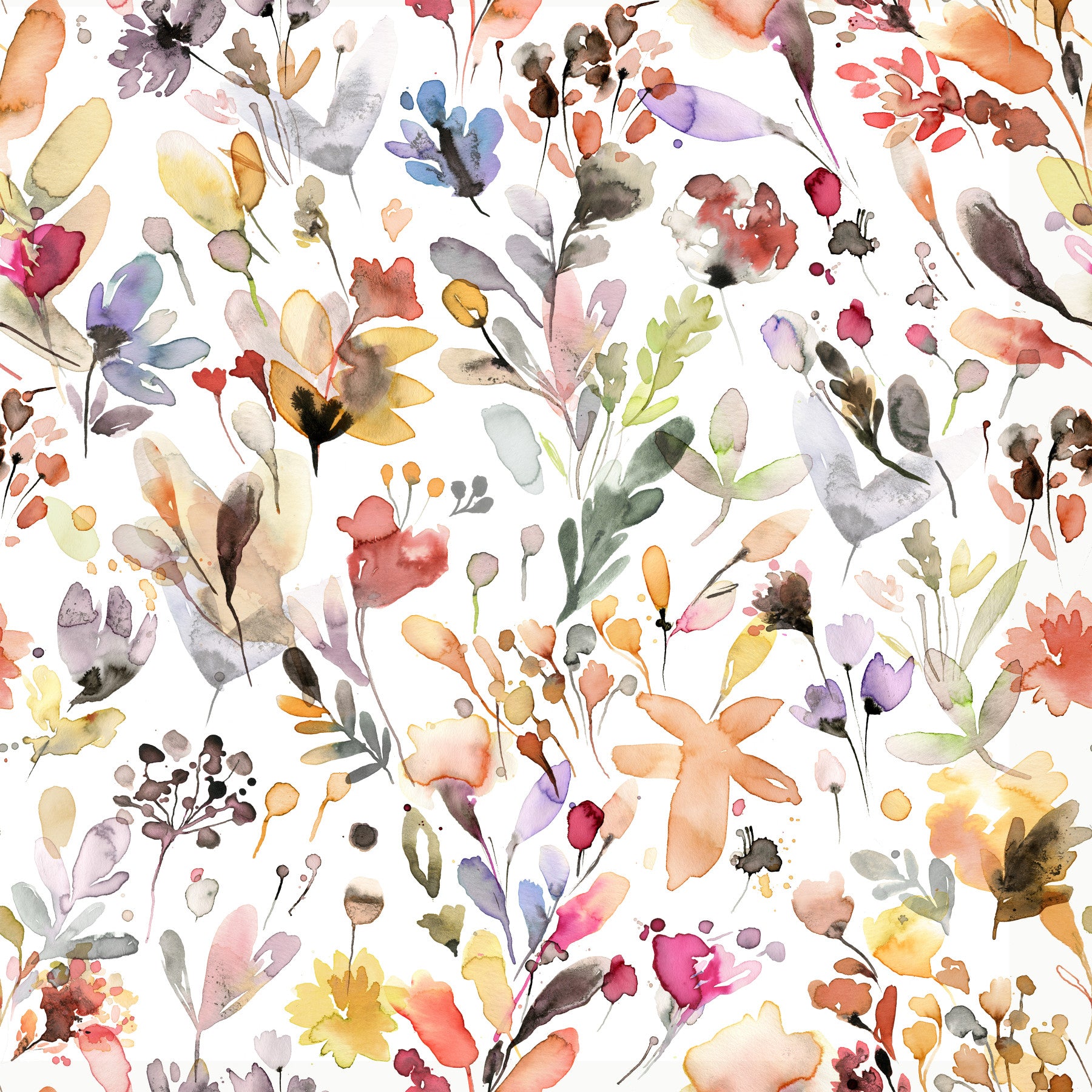Künstlerische Aquarell-Wildblumenwiese Tapete Tapete