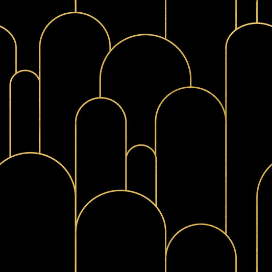 Art Deco Sort Guld Bue Tapet⁠