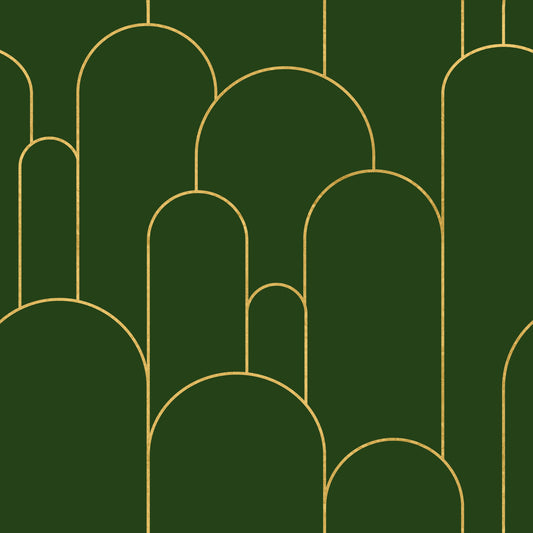 Smaragd- og guldfarvet Art Deco-bue tapet