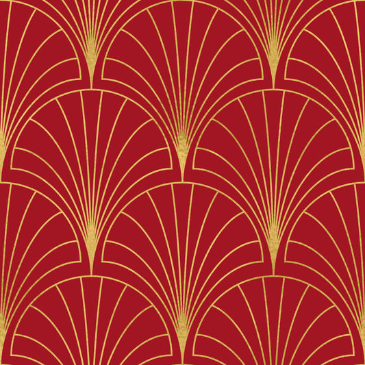 Crimson & Gold Art Deco Fans Tapet