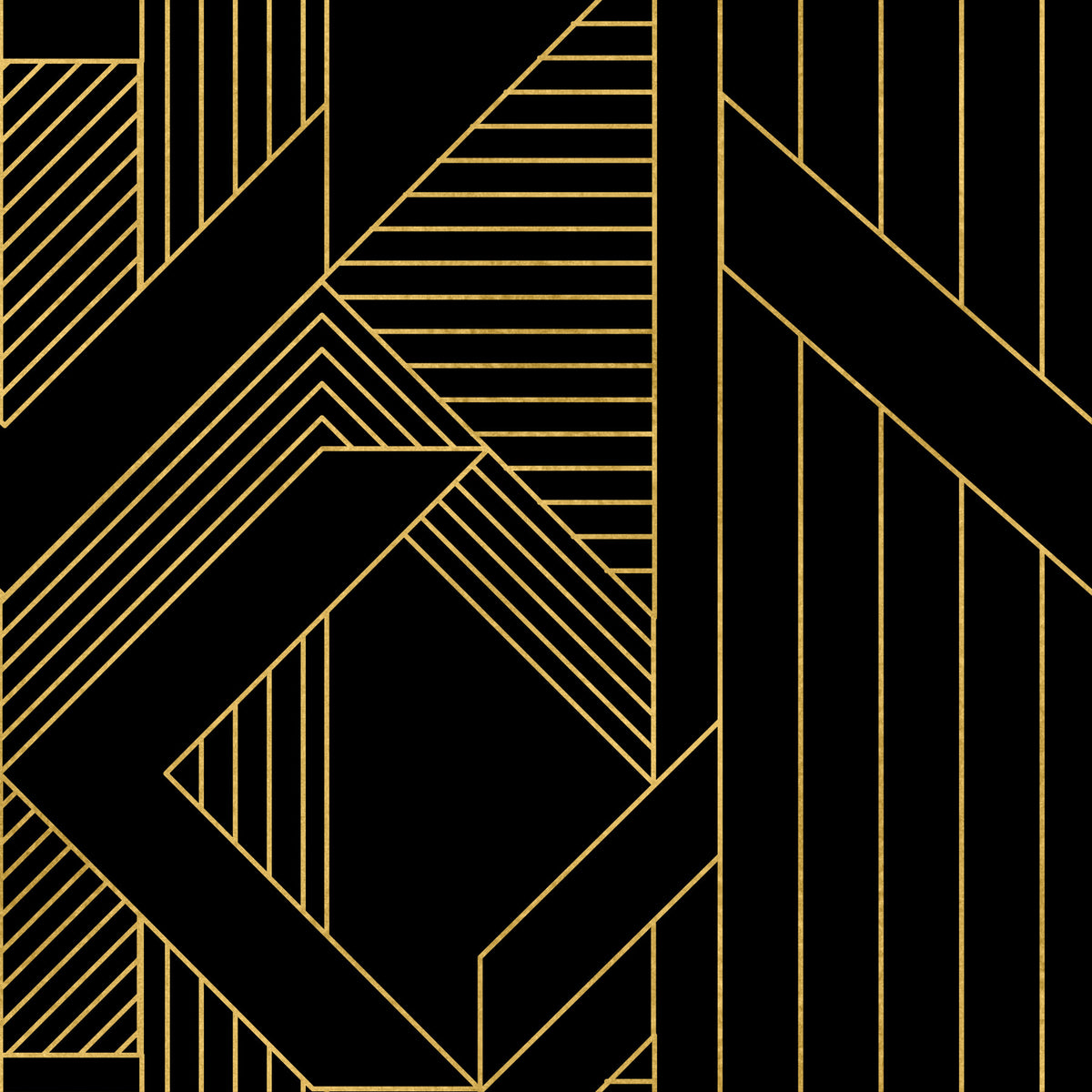 Gilded Gatsby svart och guld geometrisk tapet