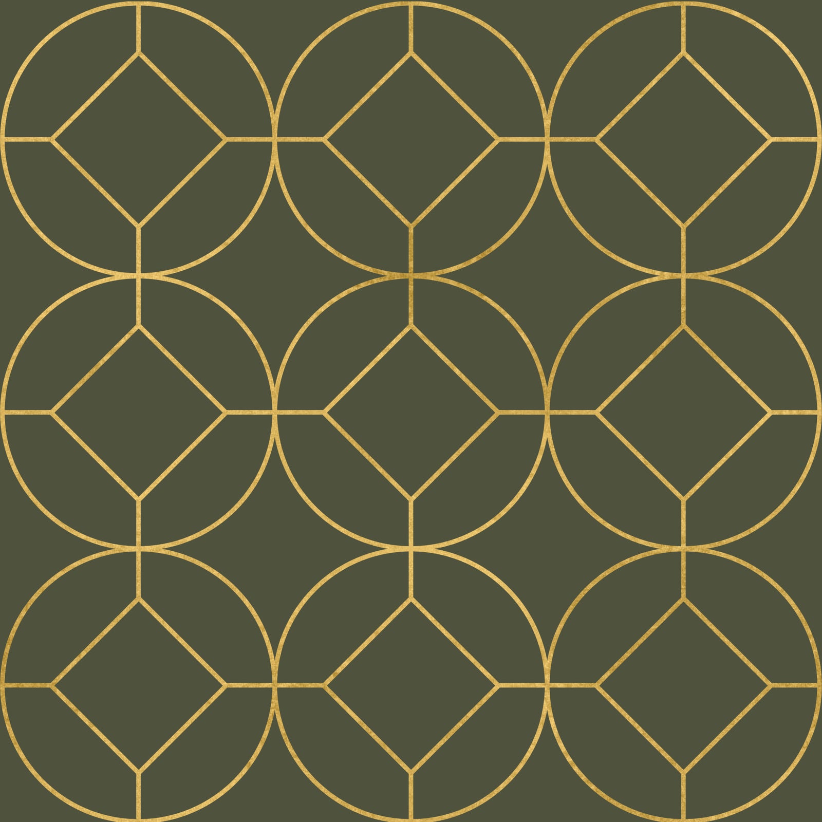 Elegant oliv- och guldfärgad art deco-geometrisk tapet