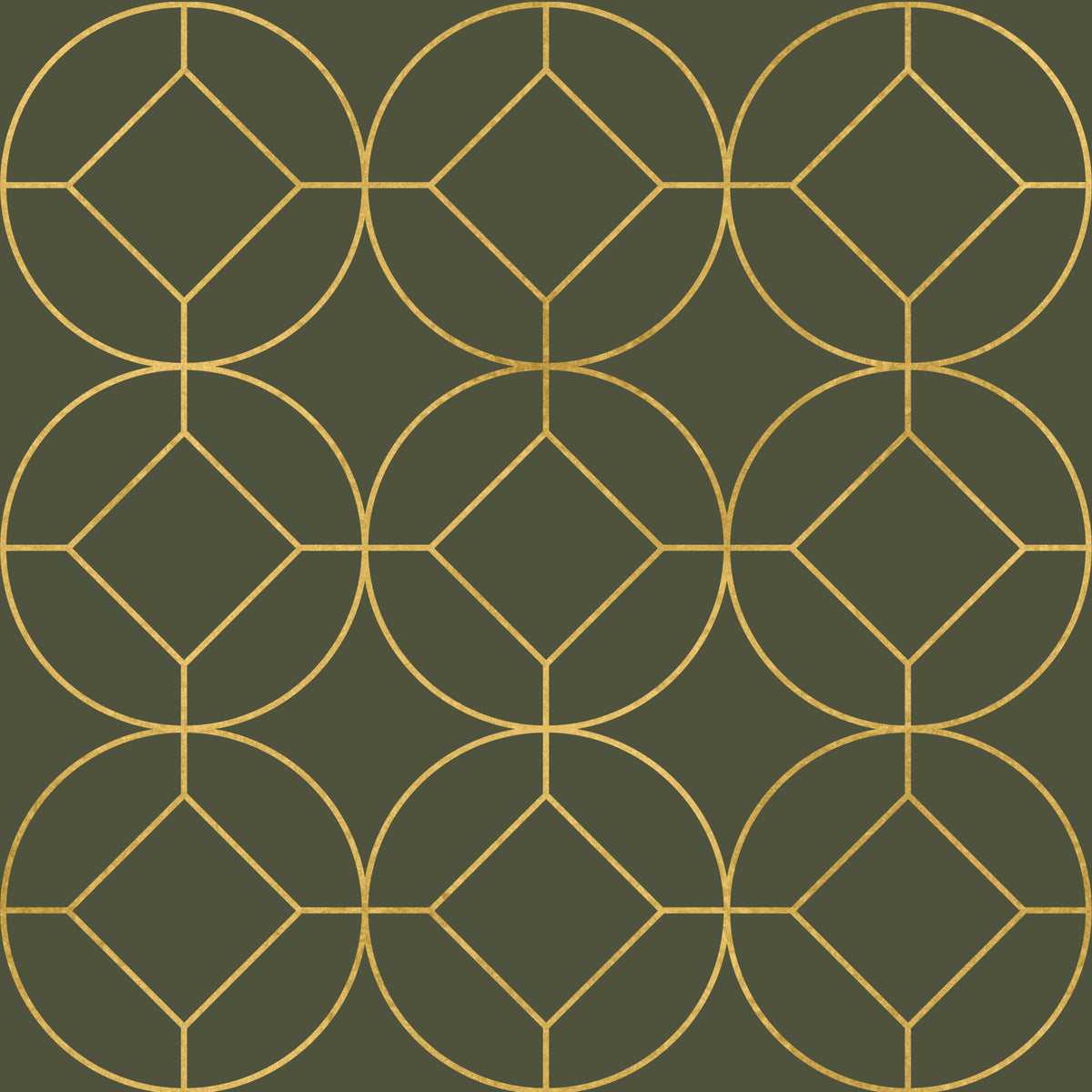 Elegant oliv- och guldfärgad art deco-geometrisk tapet in your room — zoomed