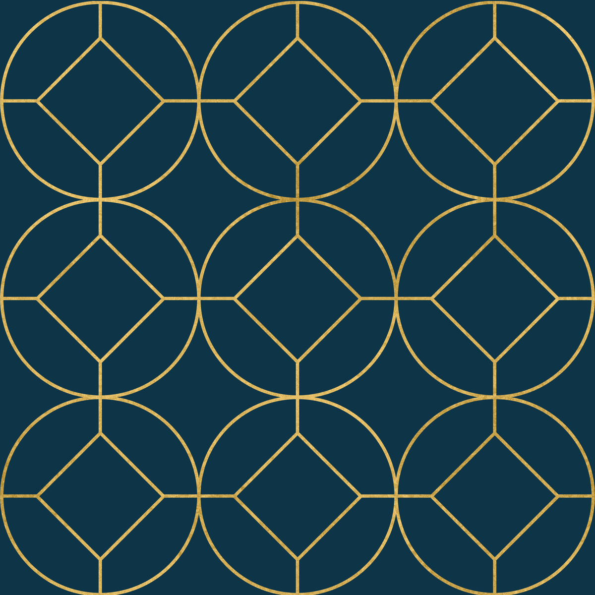 Papel de Parede Geométrico Art Déco Azul Marinho e Dourado