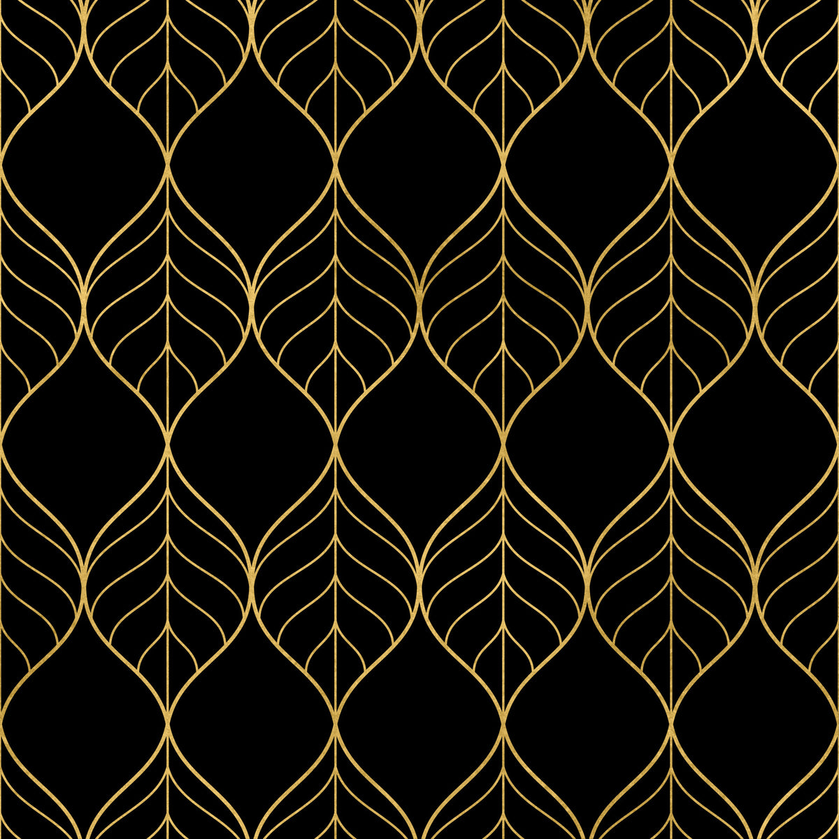 Papier peint feuilles or et noir Art déco in your room — zoomed
