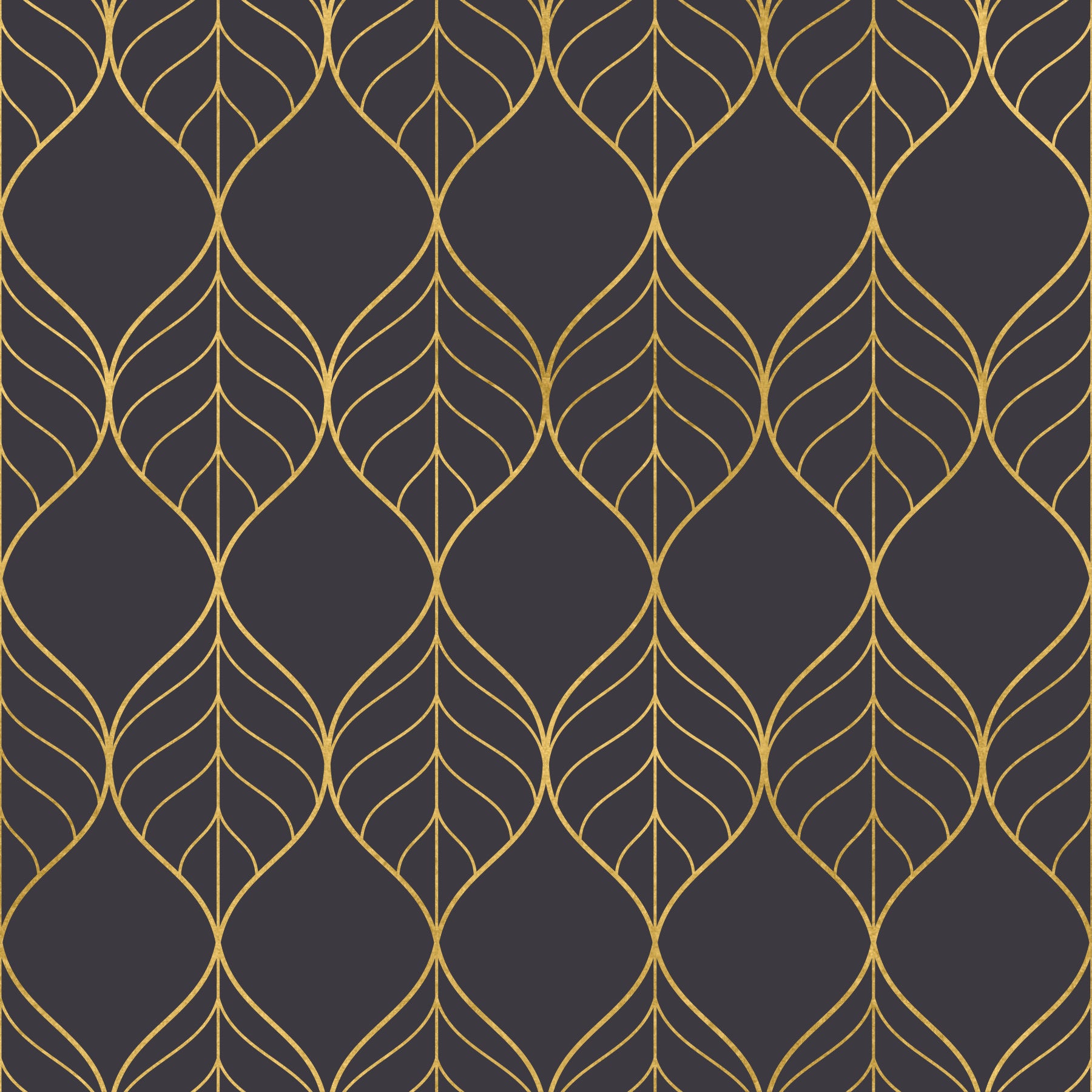 Bedroom Elegant Golden Leaf Art Deco Wallpaper surface