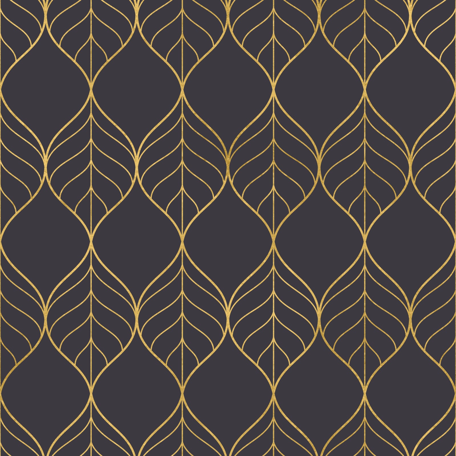 Elegant gyldent blad Art Deco tapet