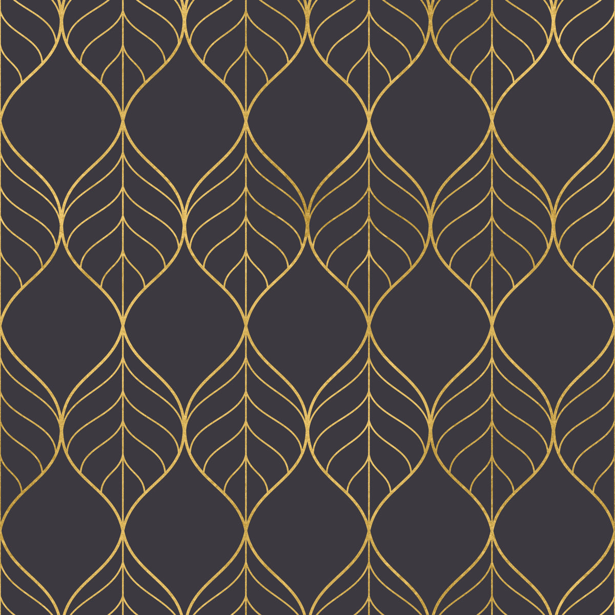 Elegant gyldent blad Art Deco tapet in your room — zoomed
