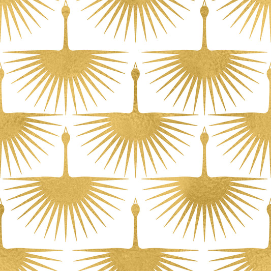 Carta da parati Art Deco Gru Raggiante Dorata
