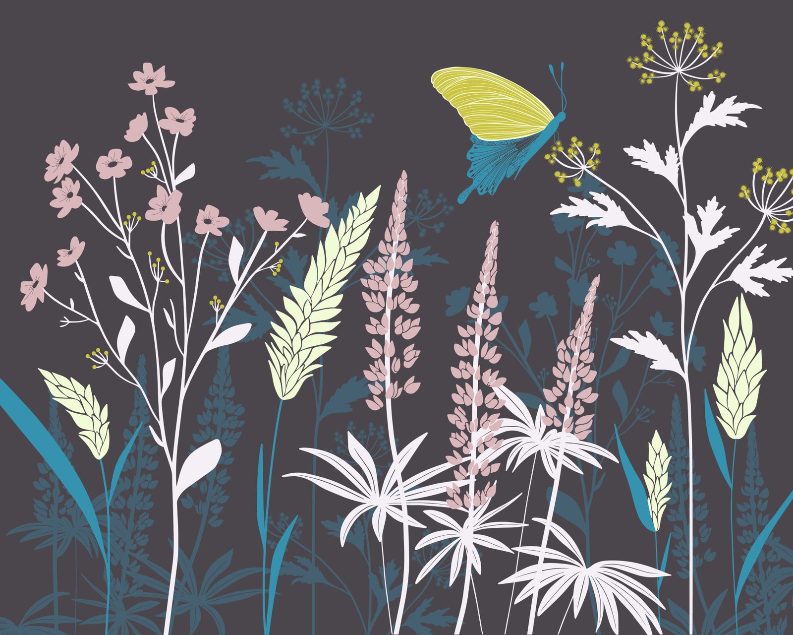Verzauberte Dämmerung Botanische Wiesen Wandbild