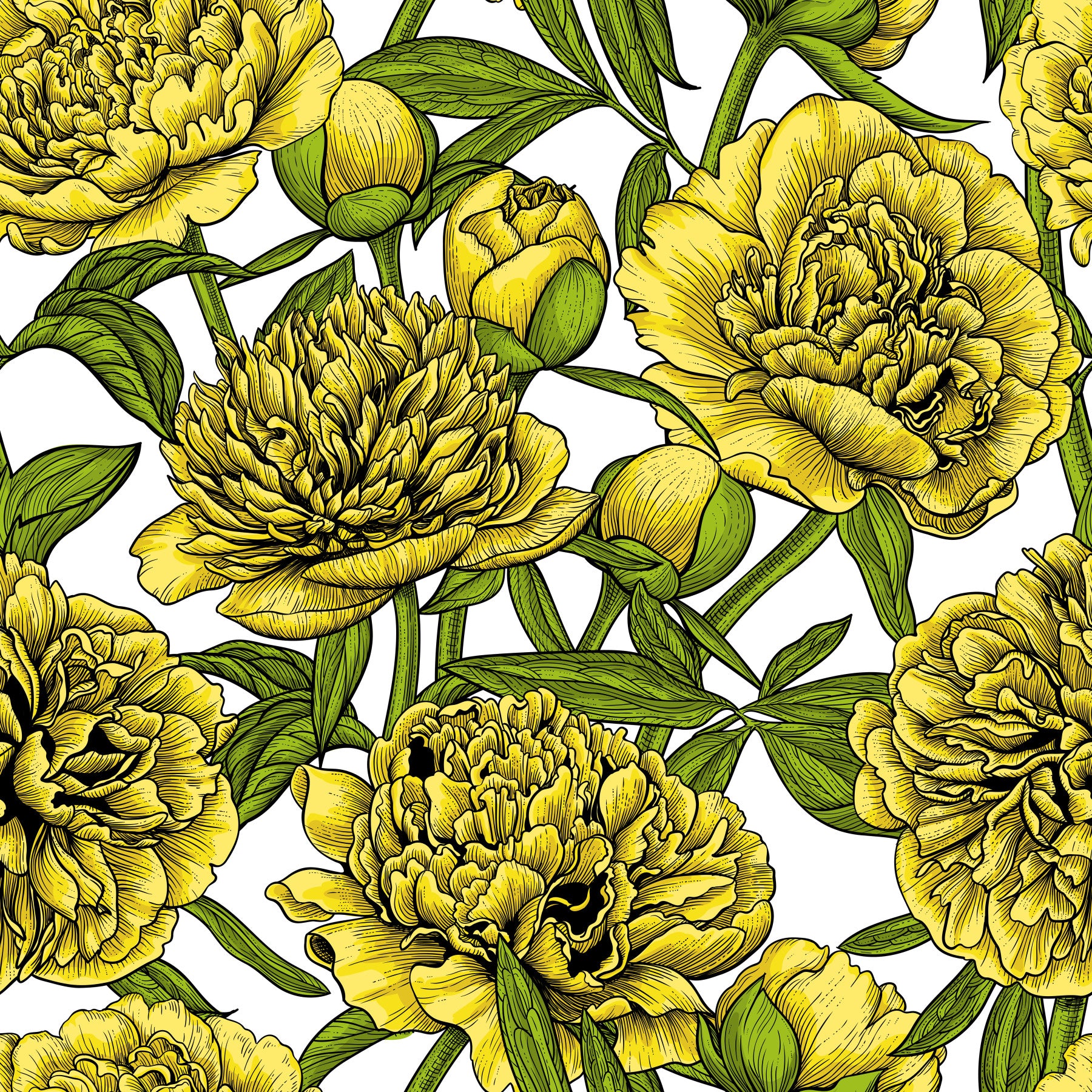 Papier peint Fleur de Pivoine Dorée