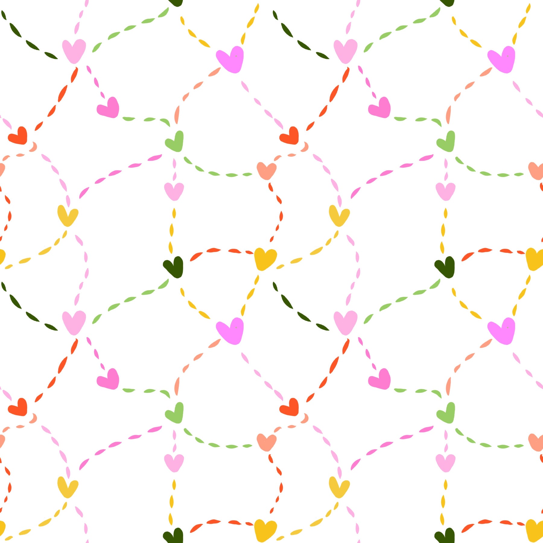 Whimsical Hearts and Dashed Trails Wallpaper⁠