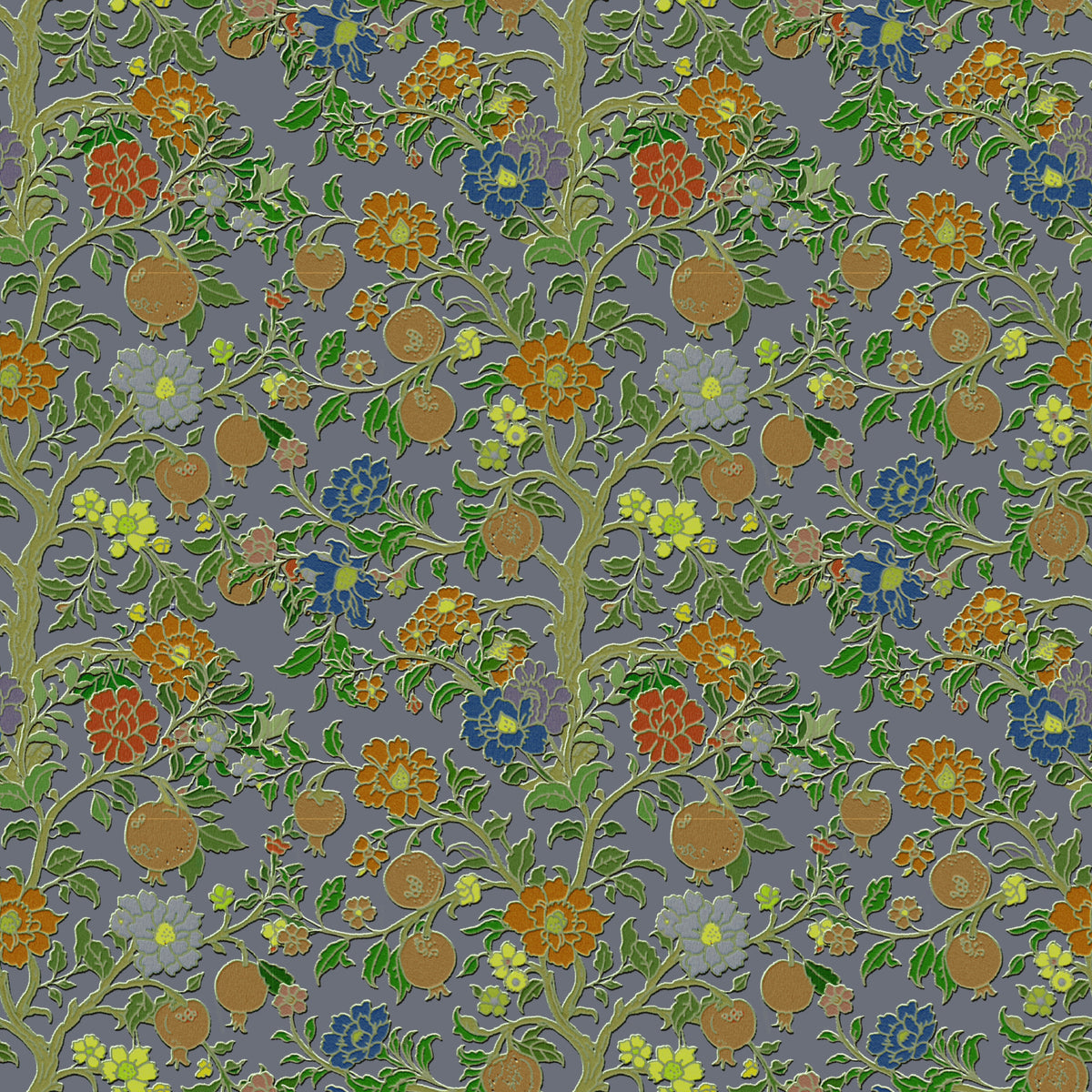 Papier peint floral vintage Chinoiserie grenade in your room