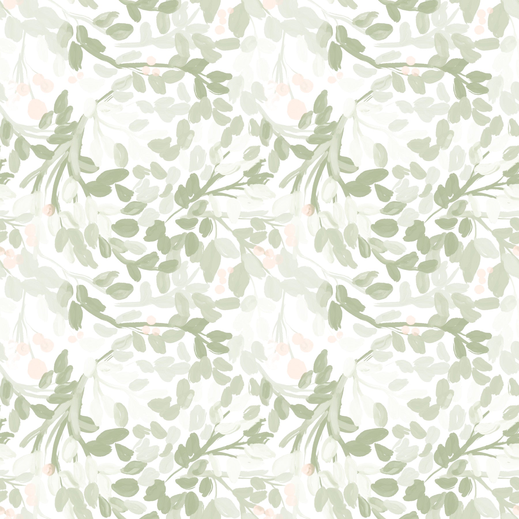 Whispering Sage Leaves & Blush Berries Tapet⁠
