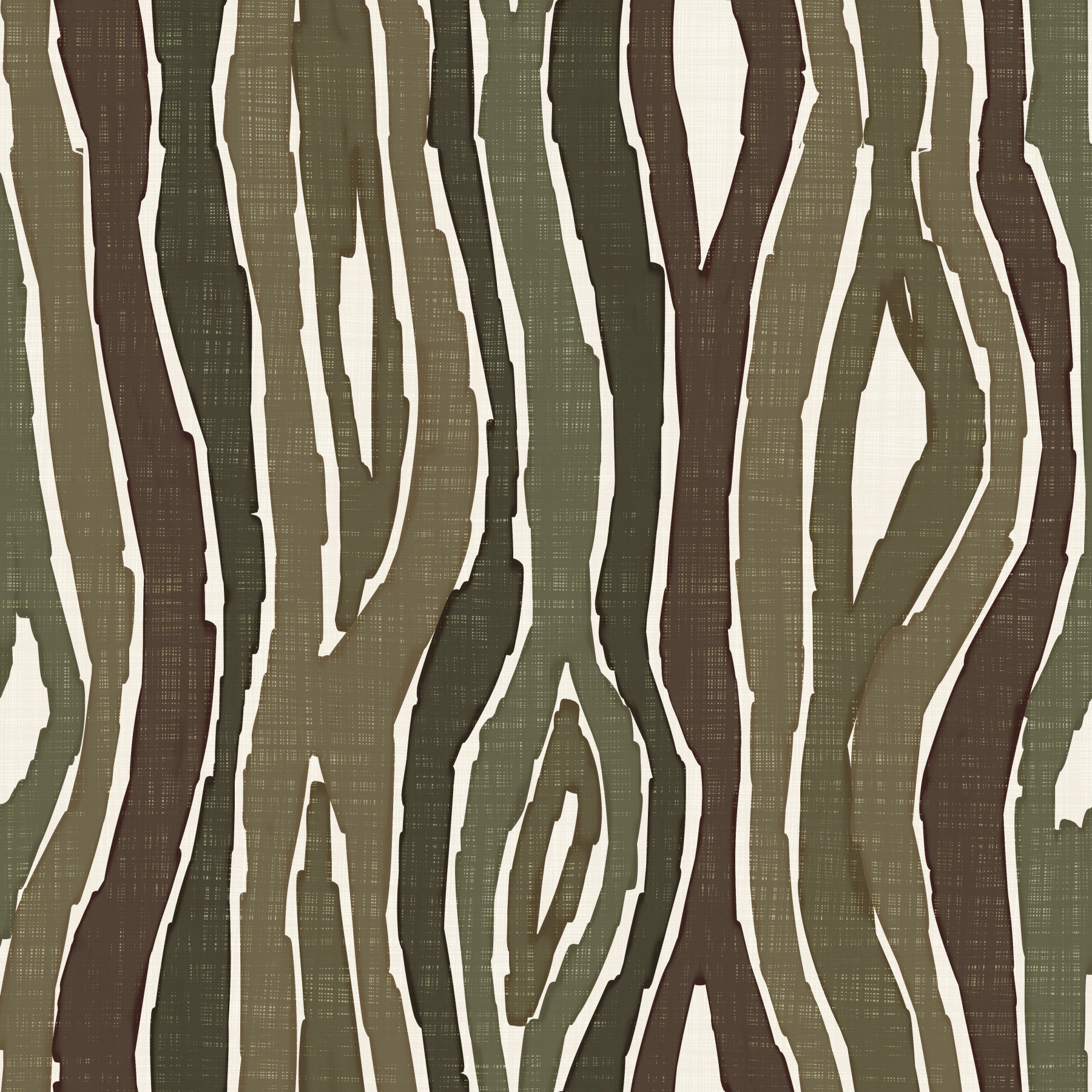 Carta da parati a righe verticali ondulate effetto legno organico - Muschio naturale