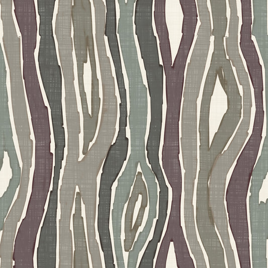 Rayures verticales ondulées en grain de bois organique - Papier peint aux tons terreux et doux⁠