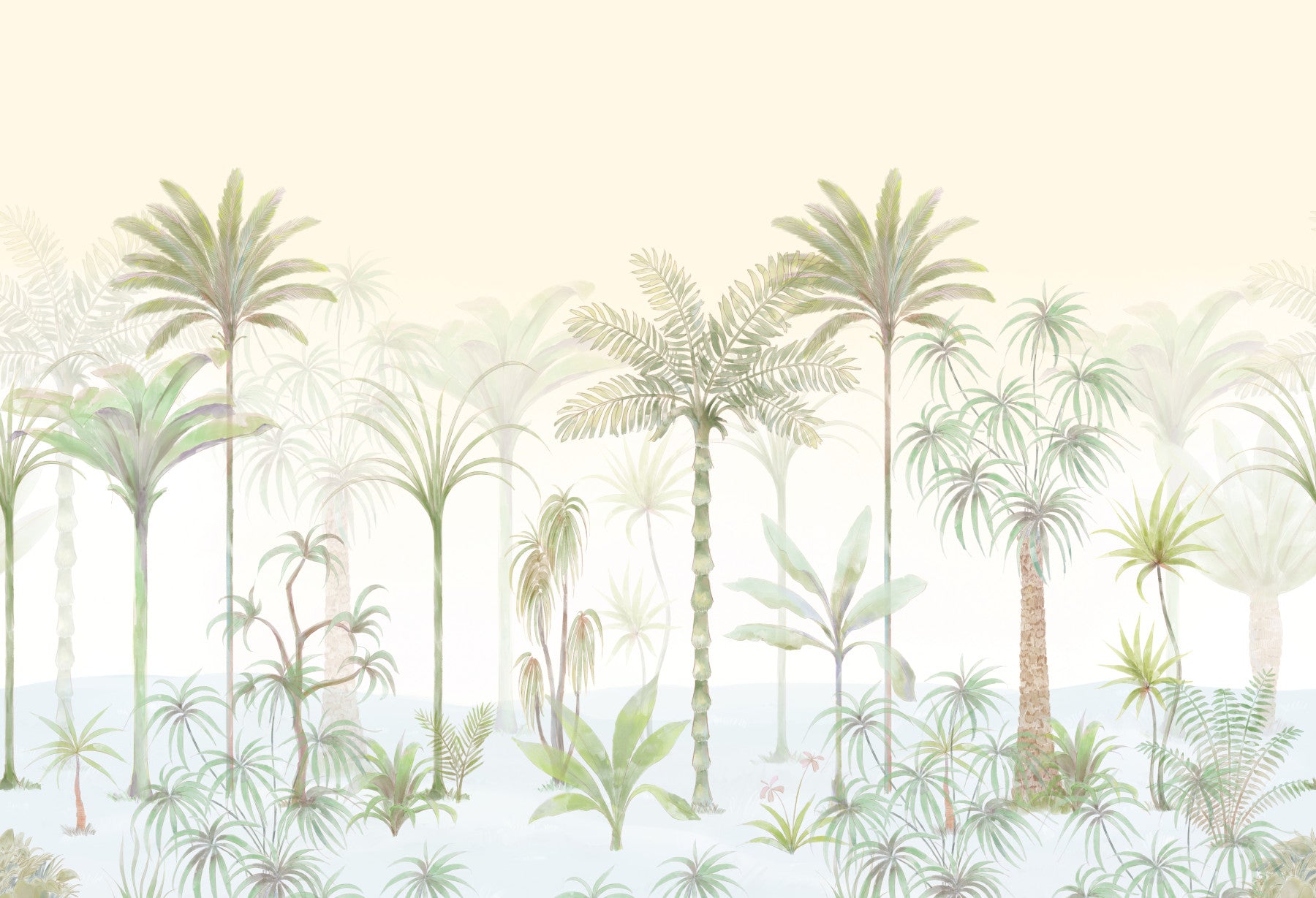 Whispering Palms Akvarel Jungle Vægmaleri