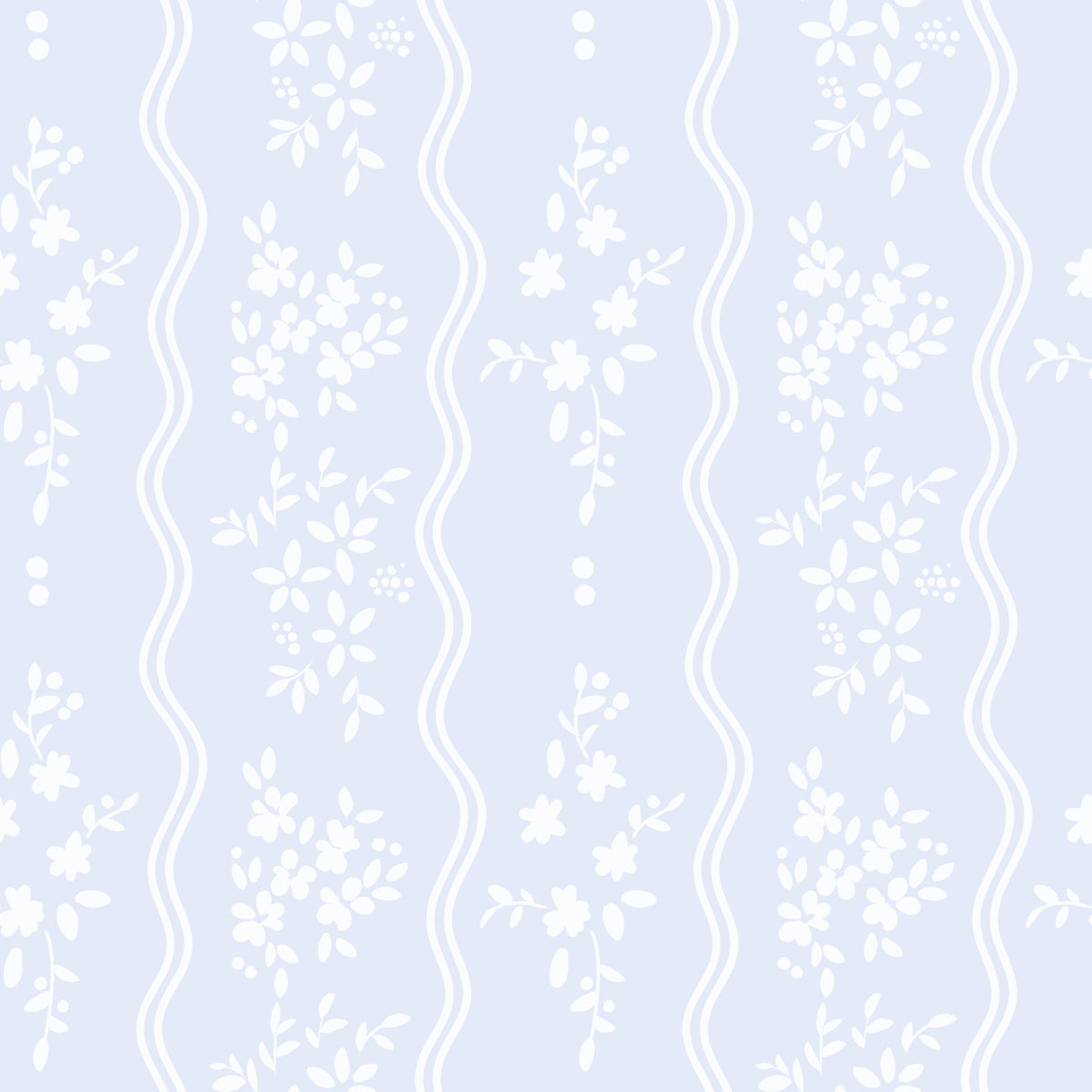 Whispering Meadow Pastel Blue Floral Stripe Wallpaper⁠