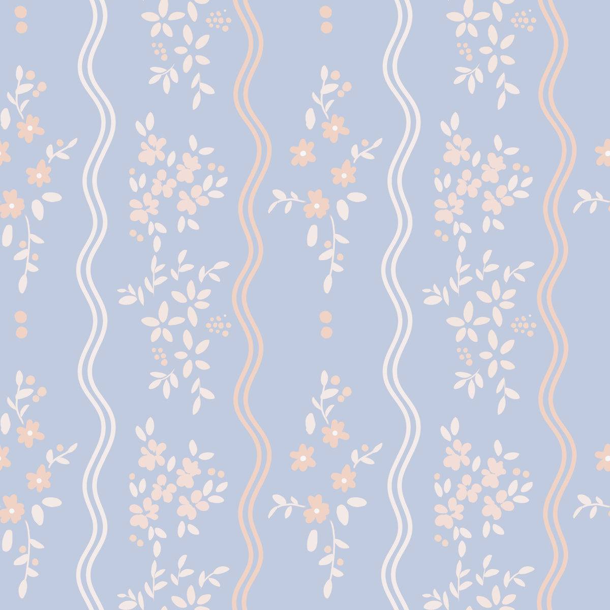 Wavy Stripe and Dainty Wildflower Wallpaper⁠ in your room — zoomed