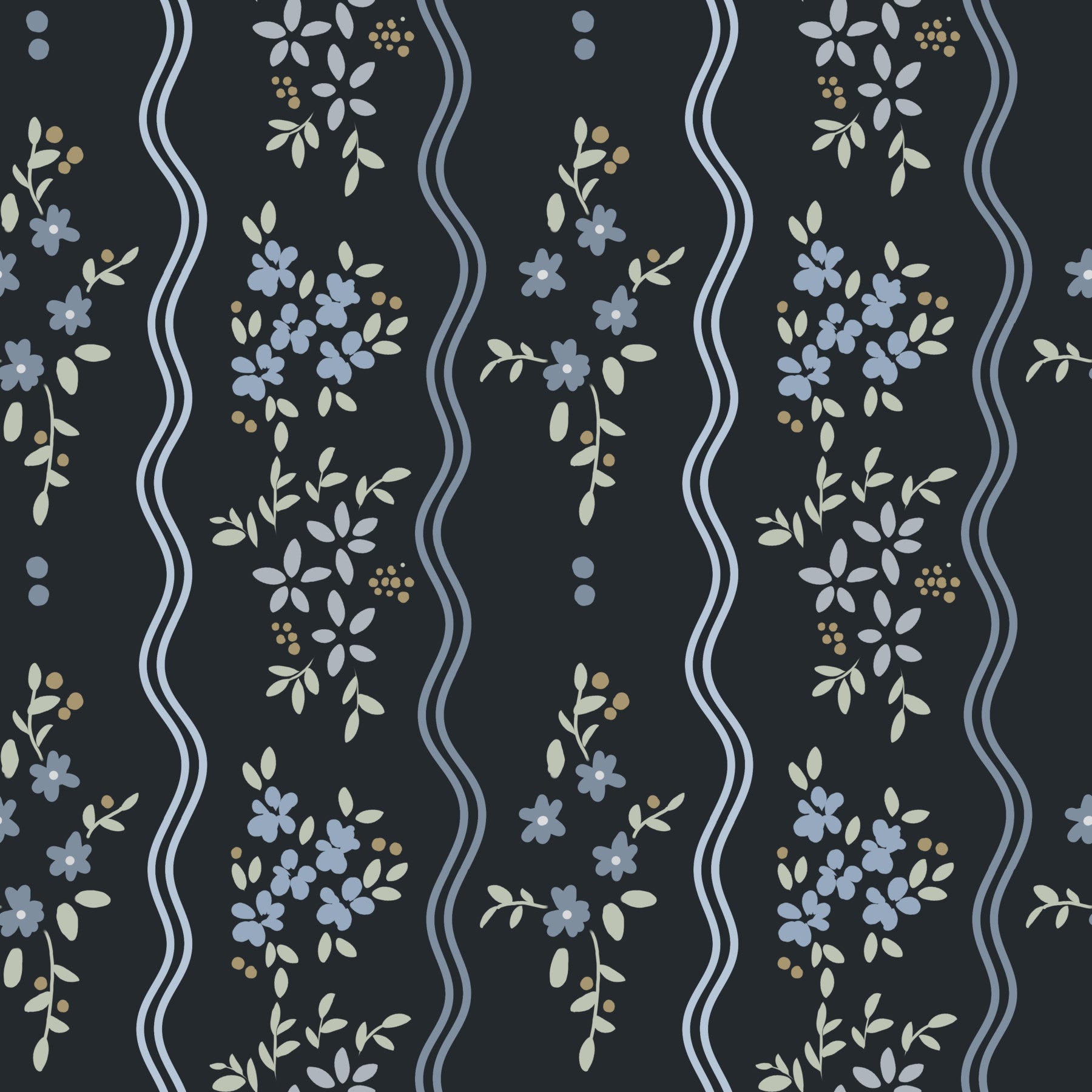 Tapeta Midnight Meadow z falistym kwiatowym wzorem