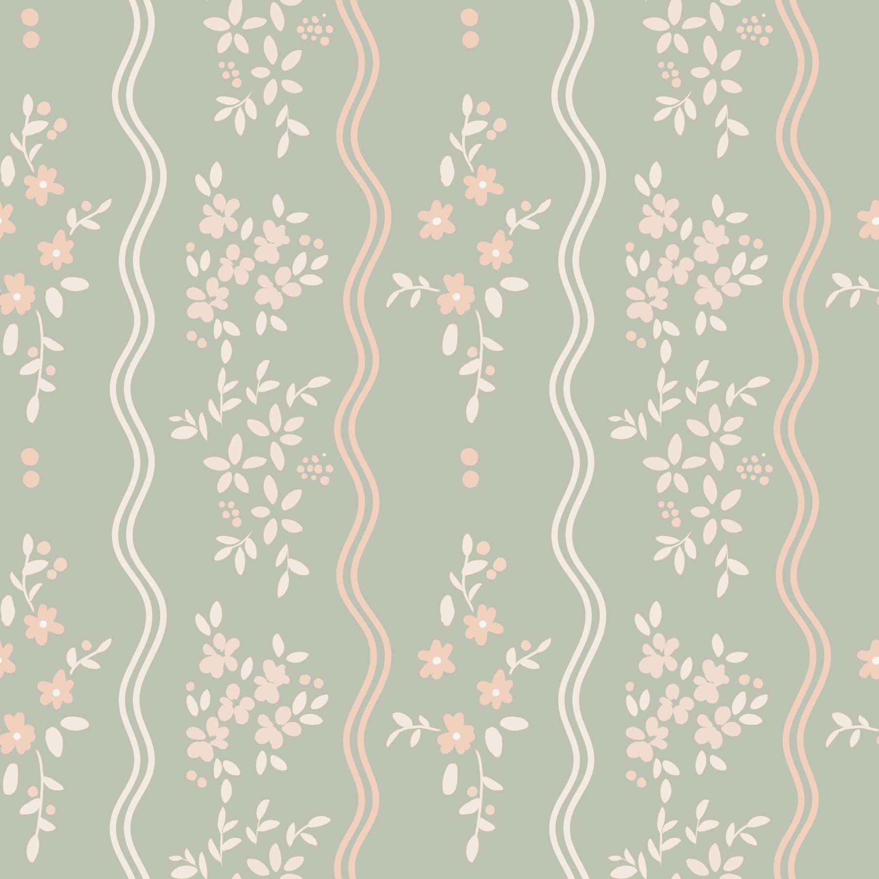 Tapete Sweet Sage und Blush Cottage Stripe