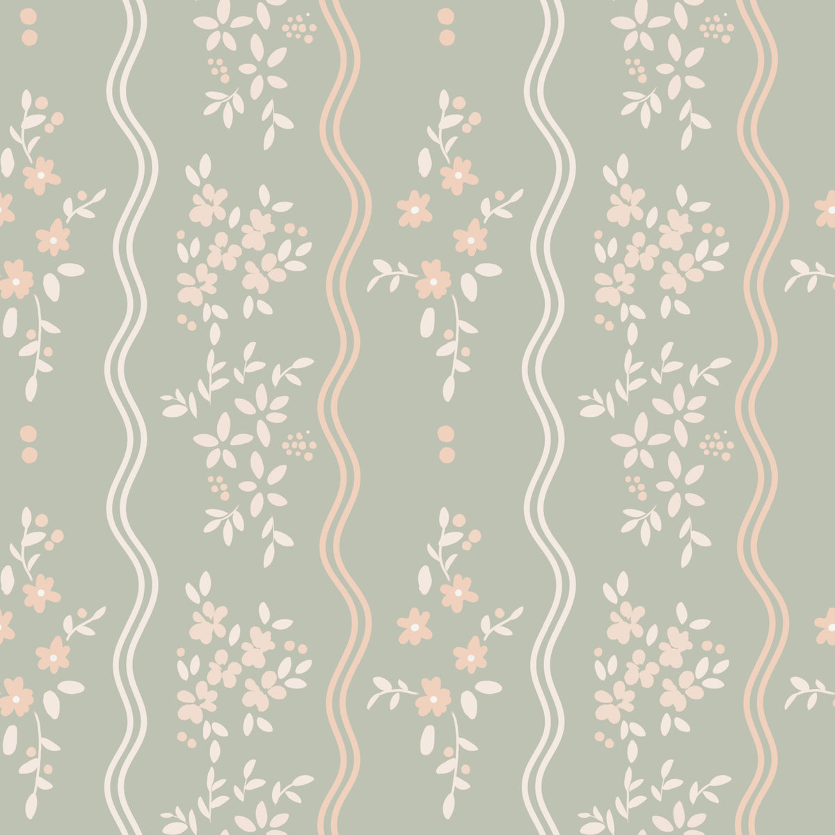 Sweet Sage and Blush Cottage Stripe Wallpaper⁠ in your room