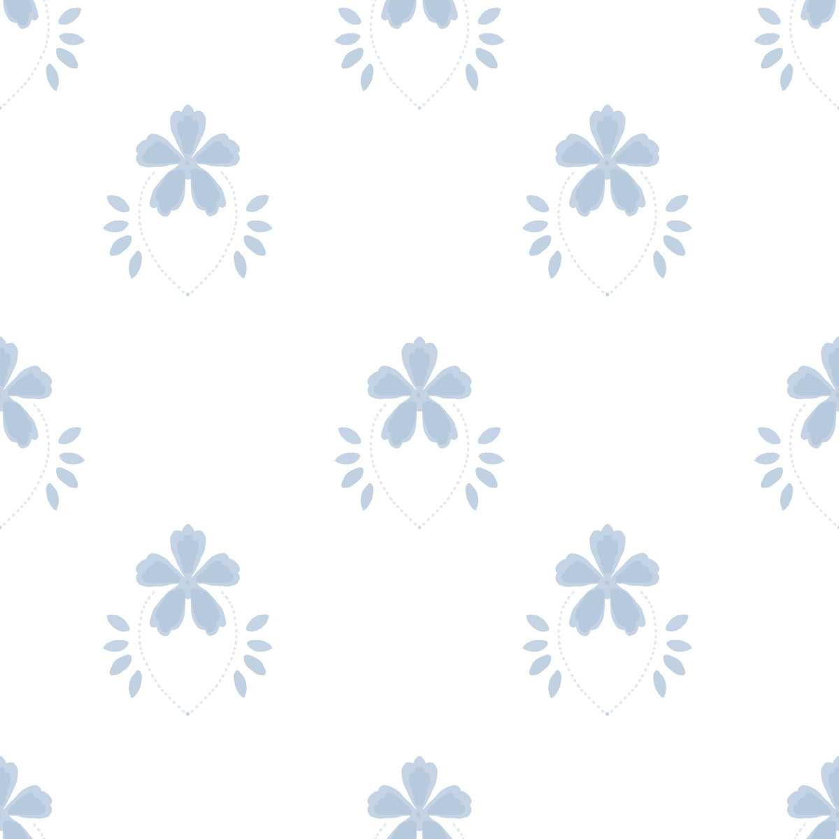 Rolig Skandinavisk Blå Blomst Tapet in your room — zoomed