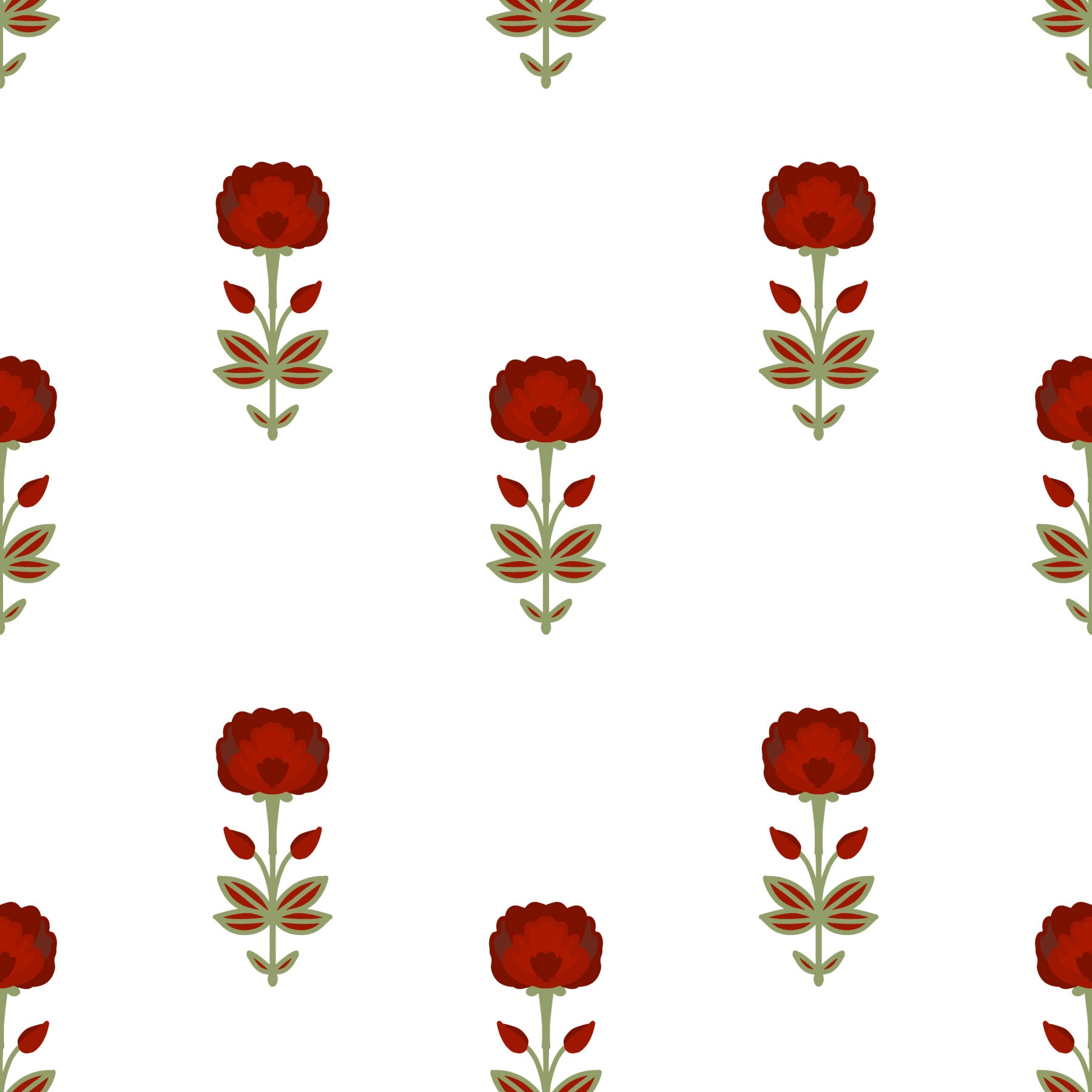 Papier peint Rouge Mughal Blossom