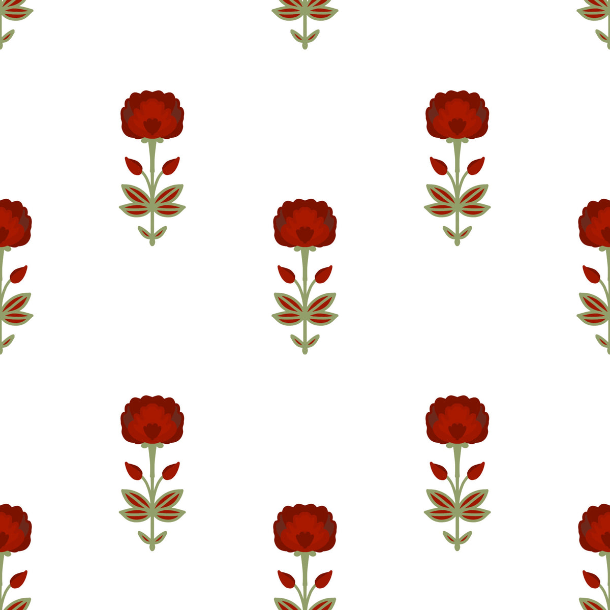 Papel de Parede Red Mughal Blossom in your room — zoomed