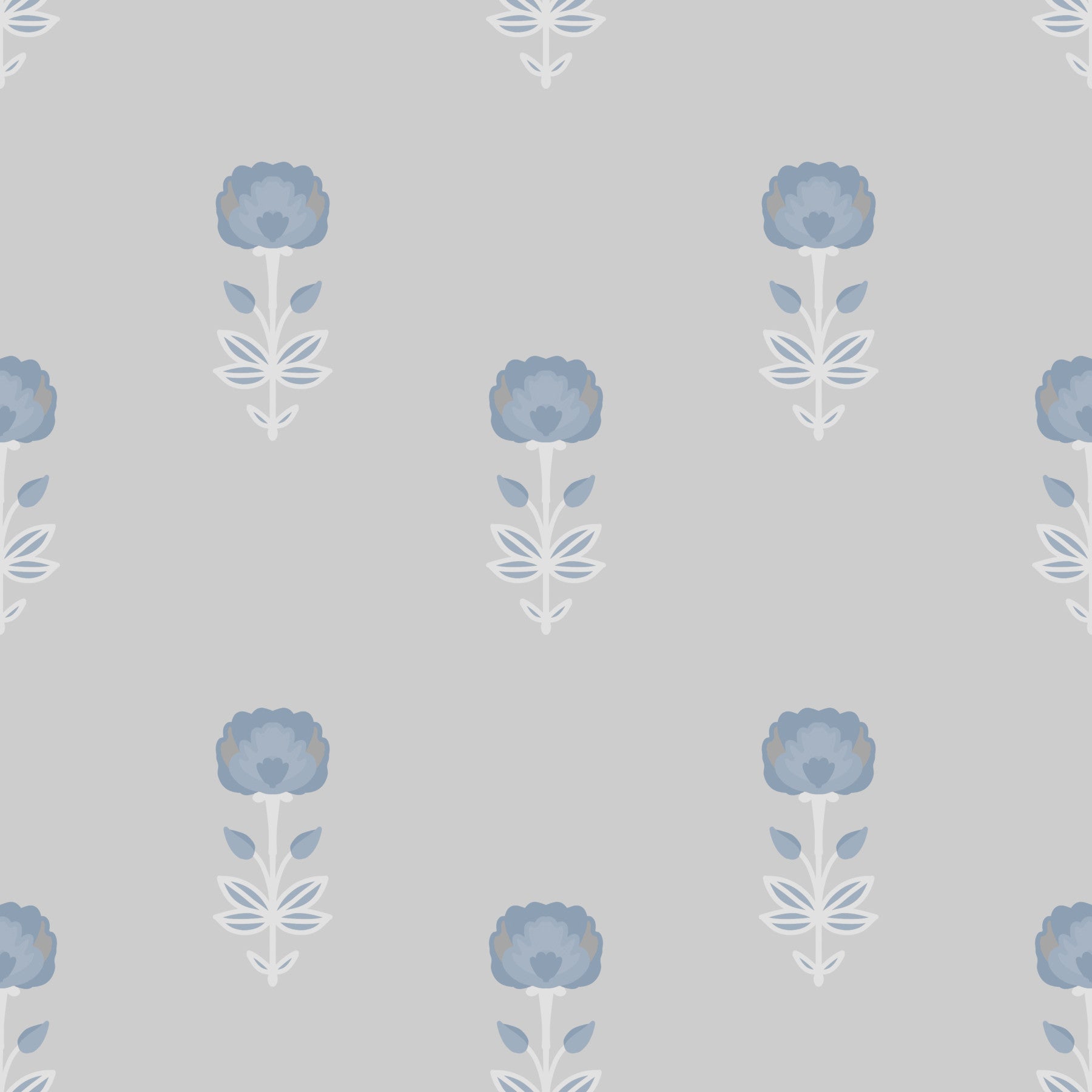 Papier peint Blue Blossom à motif indien imprimé au bloc