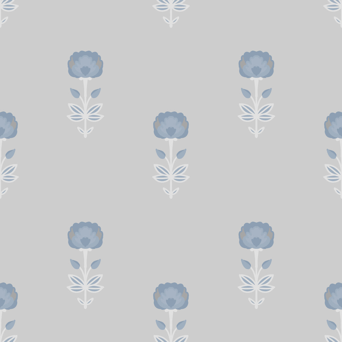 Carta da parati Blue Blossom con stampa a blocchi indiana⁠