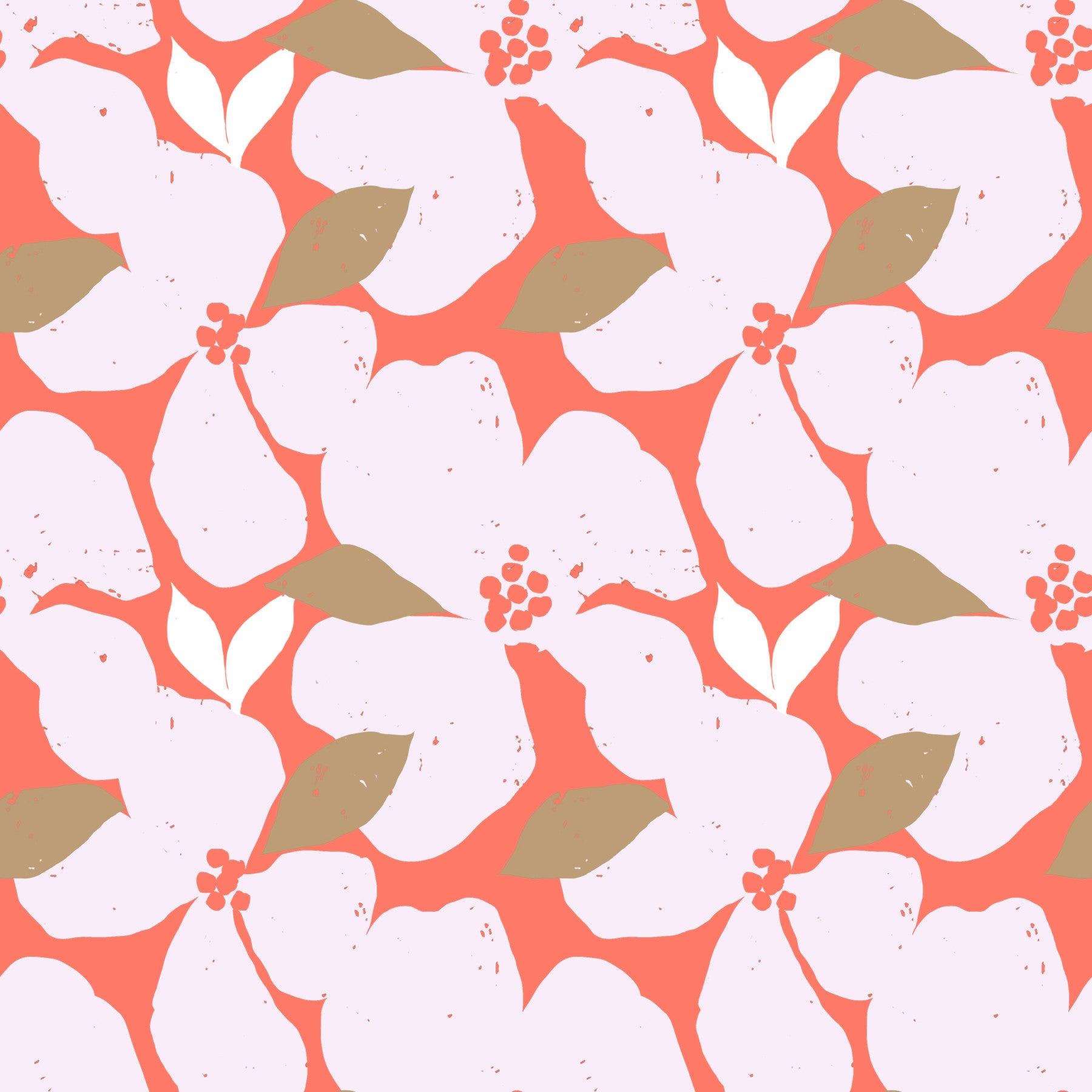 Retro Coral Abstract Floral Wallpaper Wallpaper⁠