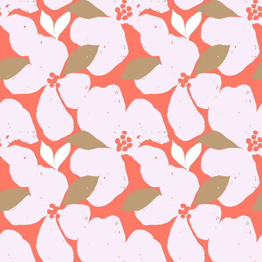 Retro Coral Abstract Floral Wallpaper Wallpaper⁠