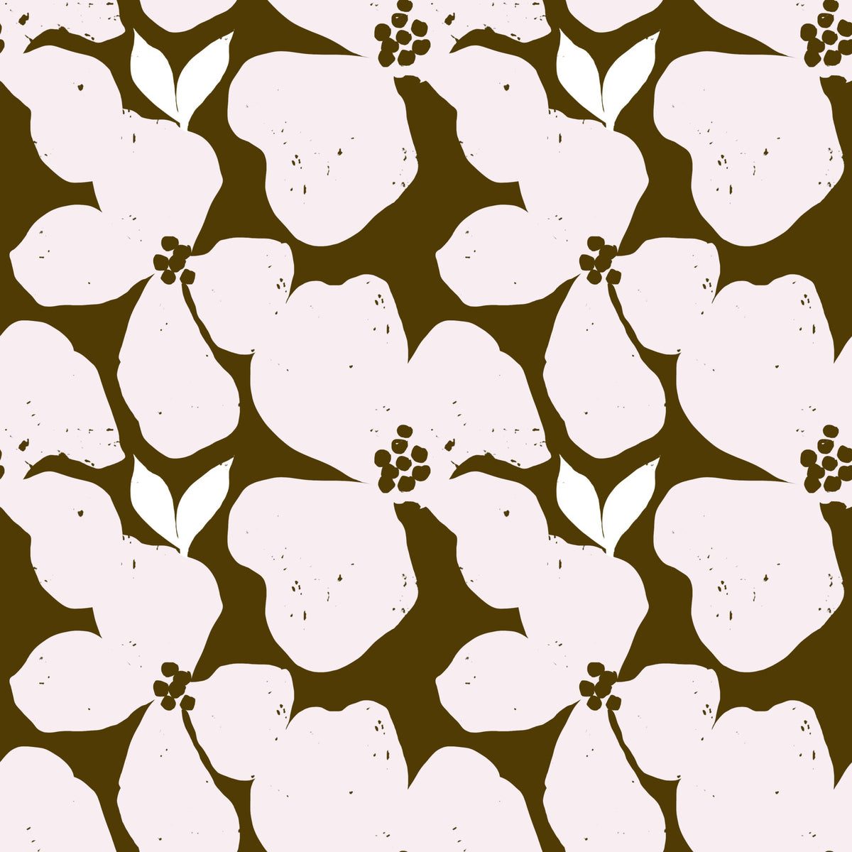 Papier peint floral audacieux en olive terreux et rose pâle⁠ in your room — zoomed