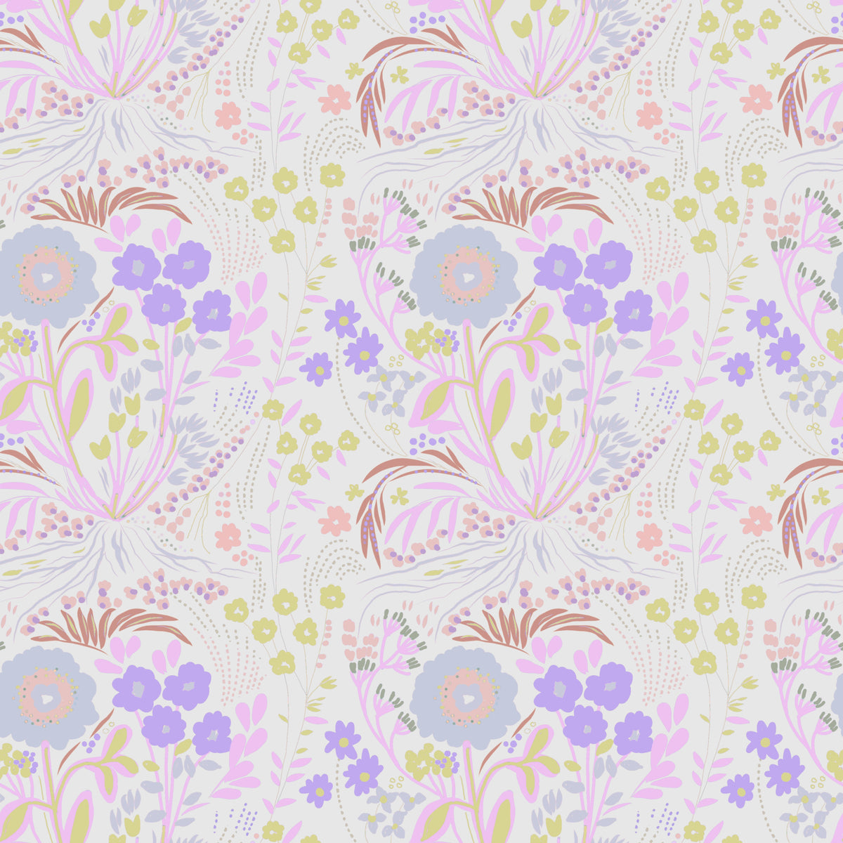 Papier peint floral prairie pastel fantaisiste⁠ in your room — zoomed