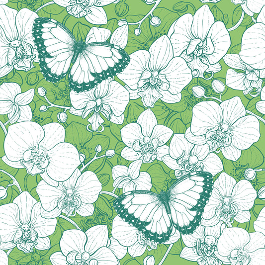 Carta da parati Giardino Botanico di Orchidee con Farfalle 2