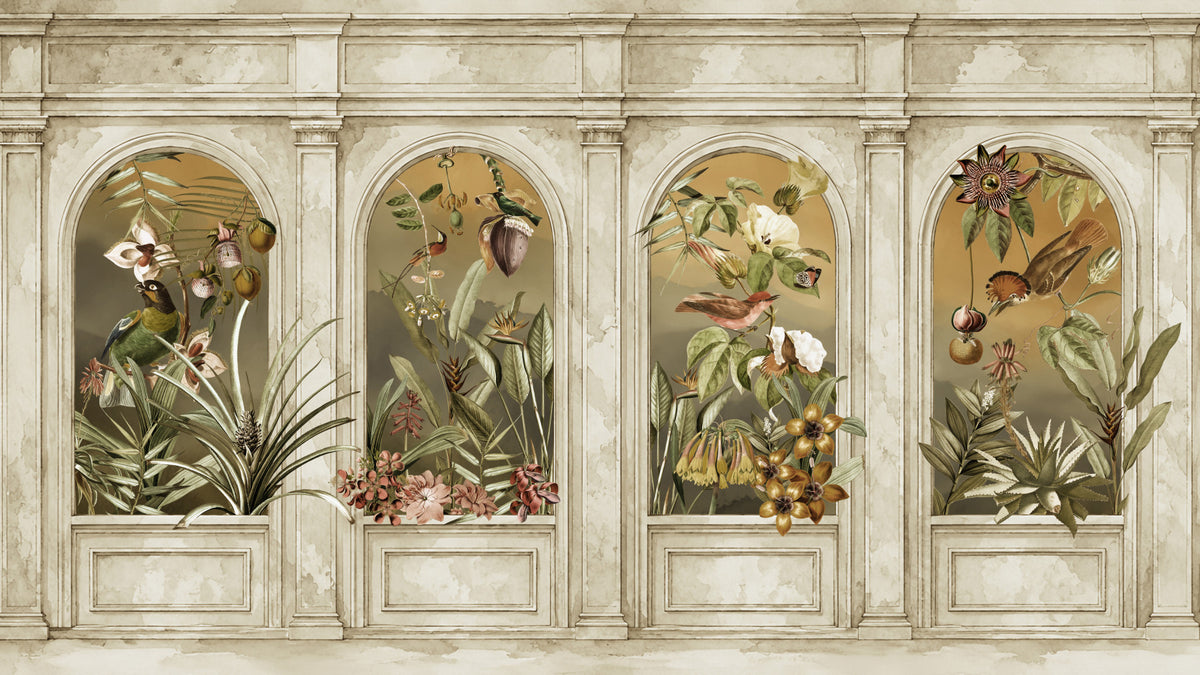 Papel de Parede Mural Colunata Clássica e Jardim Botânico Exótico in your room — zoomed