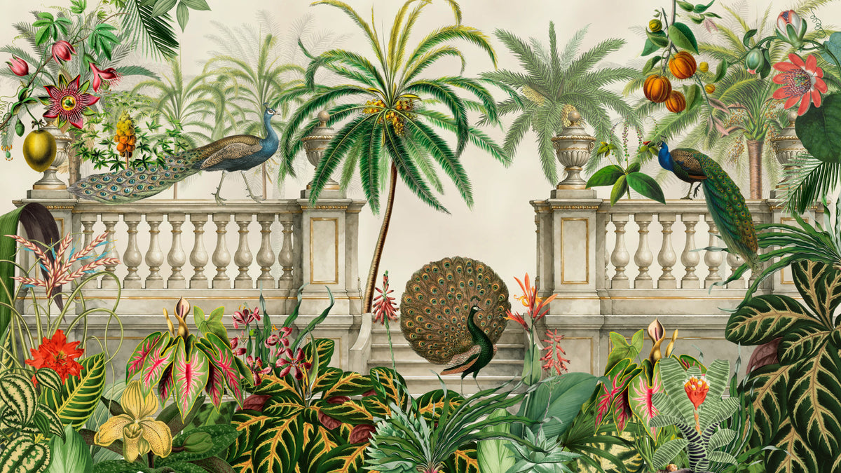 Regal Peacock Terrace Wall Mural in your room