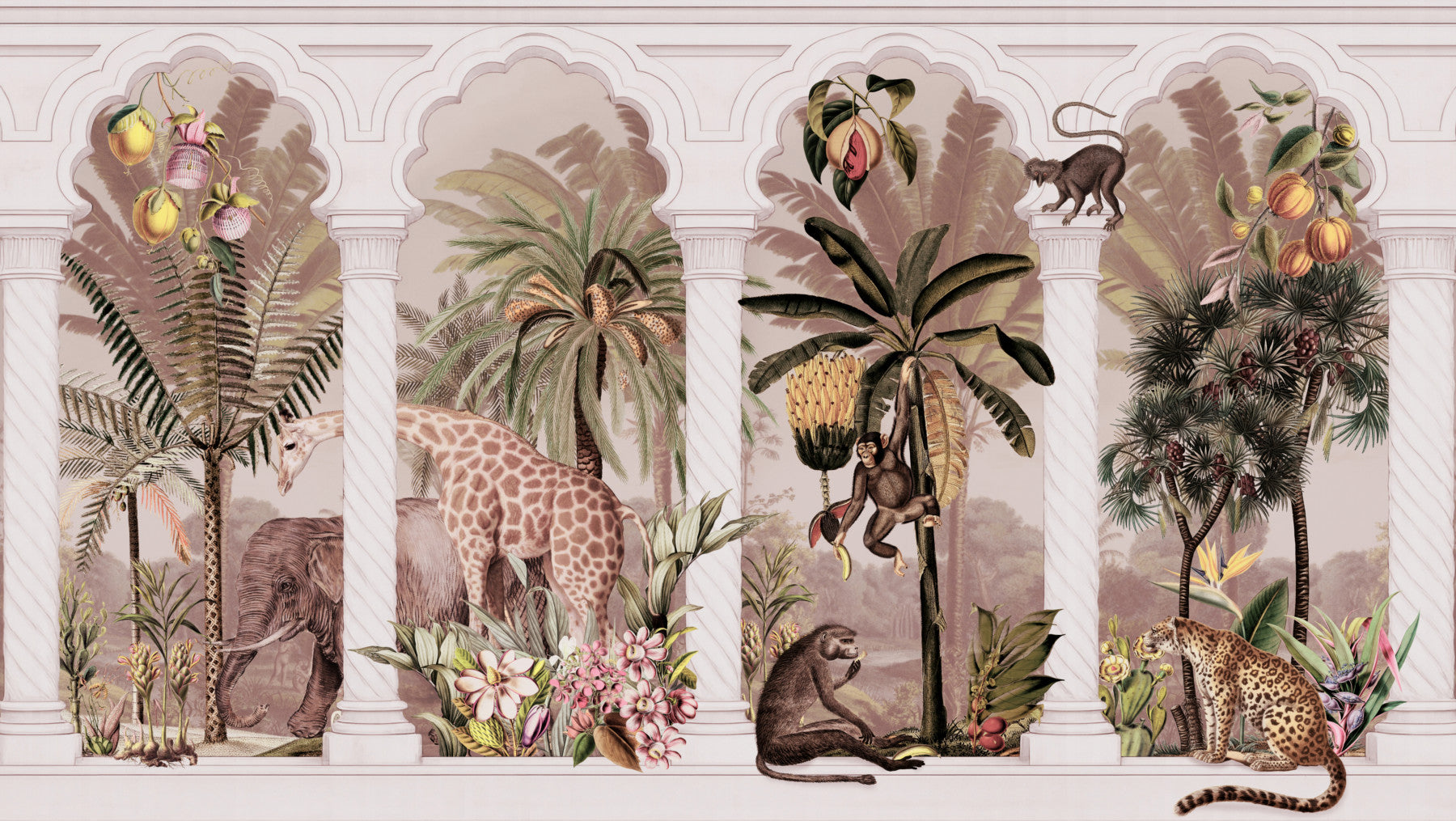 Mughal Colonnade Safari Jungle Vægmaleri