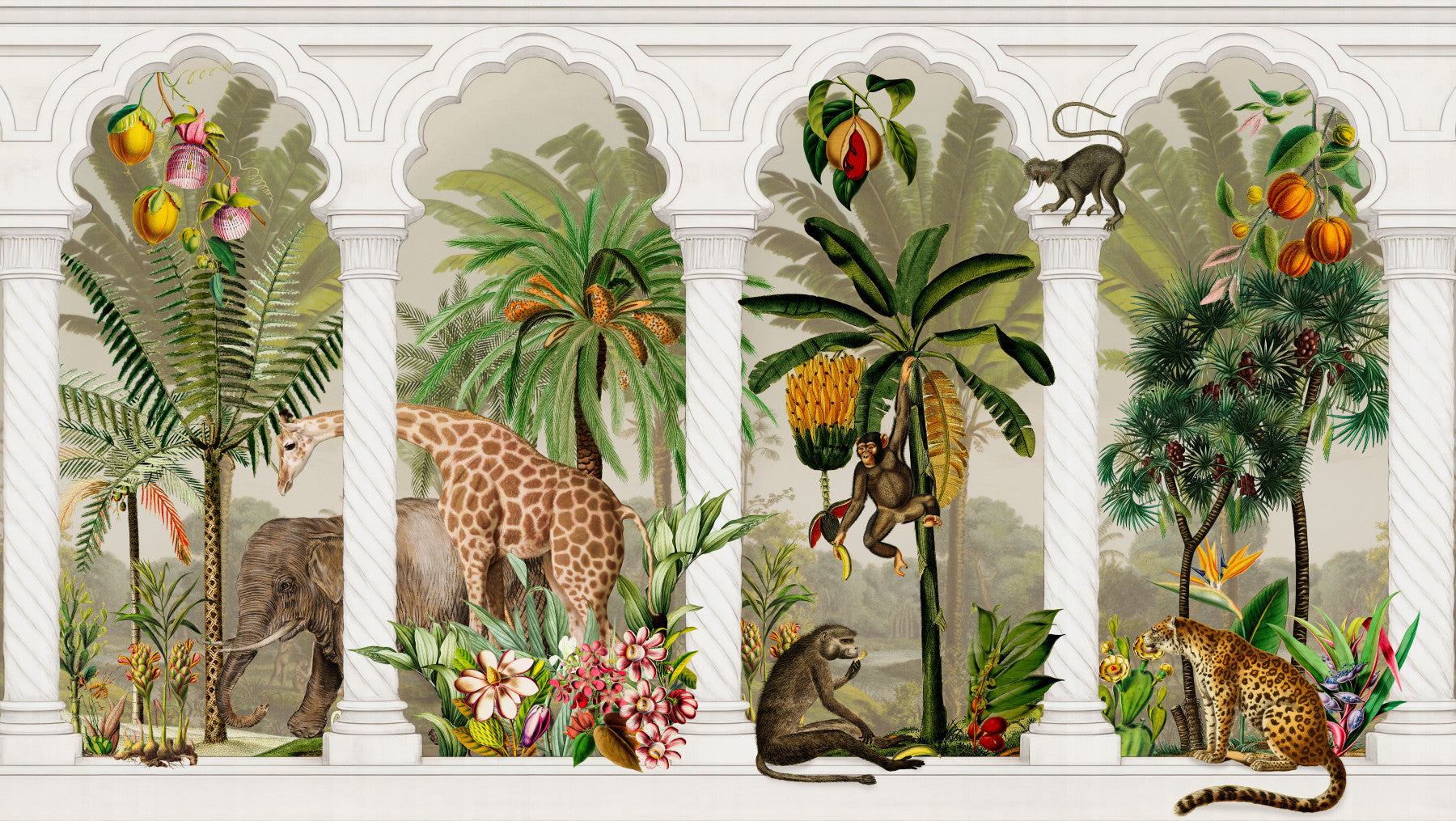 Papier peint mural Tropical Safari Arche vintage impériale