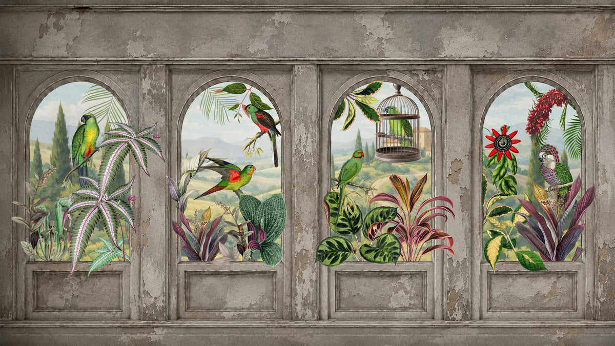 Mural de Pared Arqueado Aviario Antiguo in your room