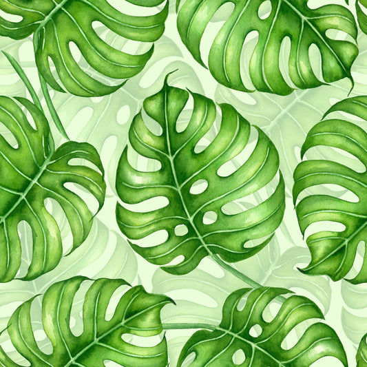 Papier peint Monstera aquarelle en vert