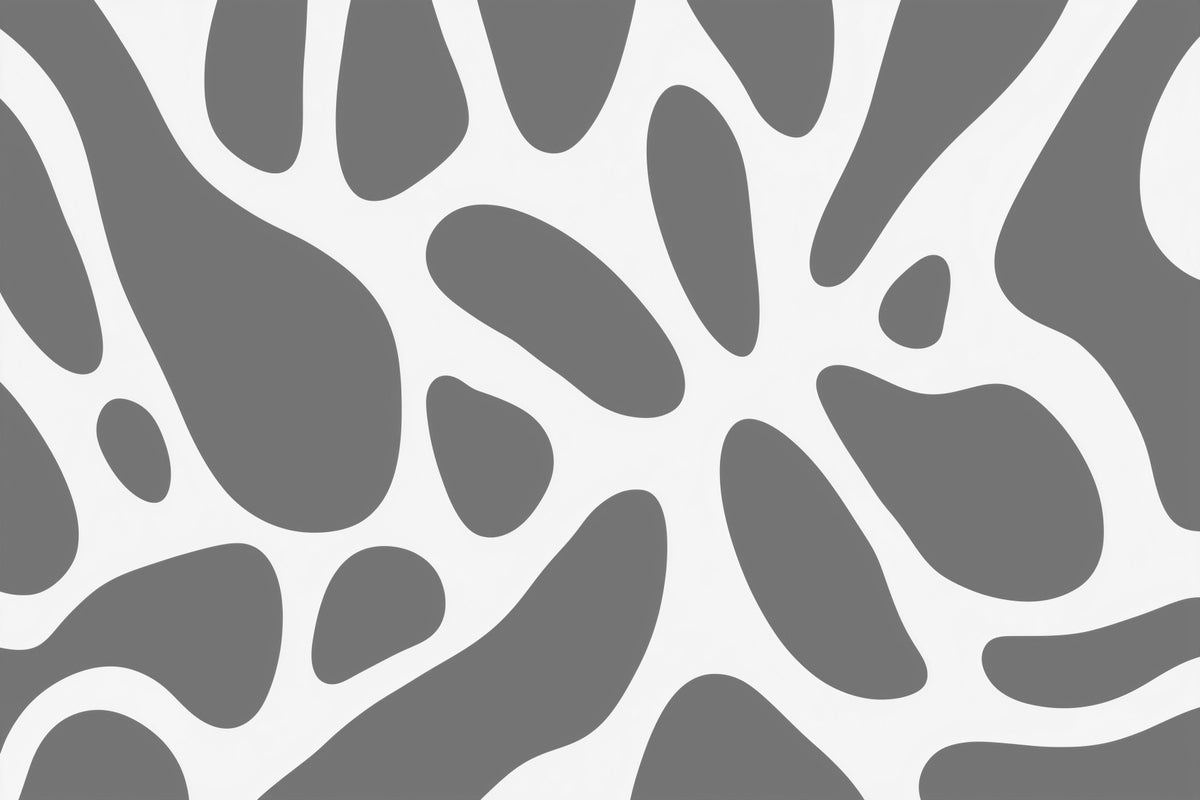 Gray Abstract Organic Fluid Shapes Wall Mural in your room