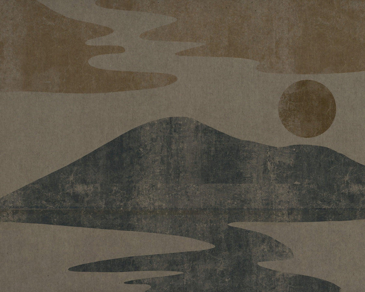 Wandbild Wabi-Sabi Landschaft in Kohle und Ocker in your room