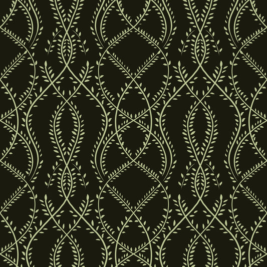 Midnight Ivy Interlaced Vine Botanical Pattern Wallpaper⁠