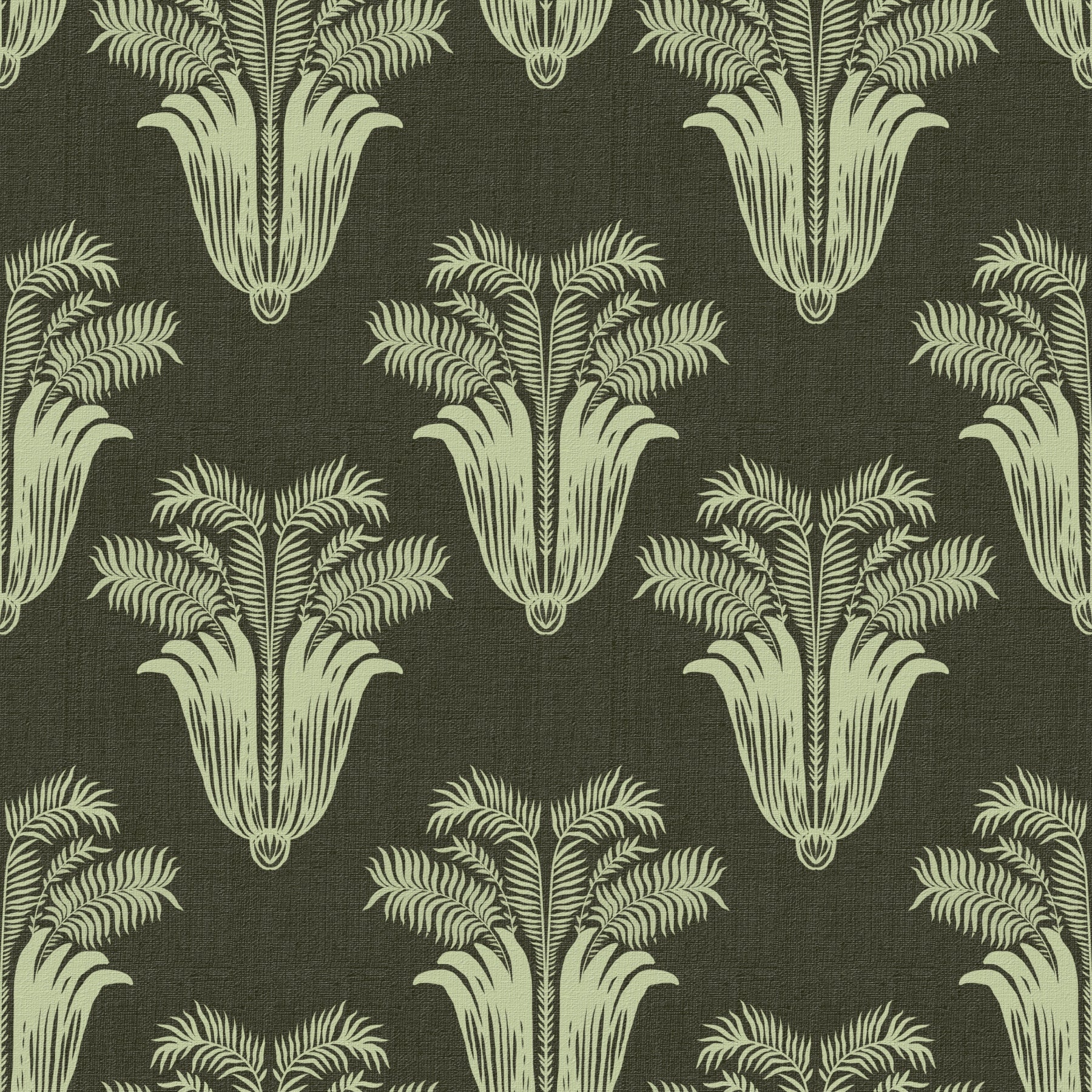 Vintage Art Deco Palmen-Damast-Tapete