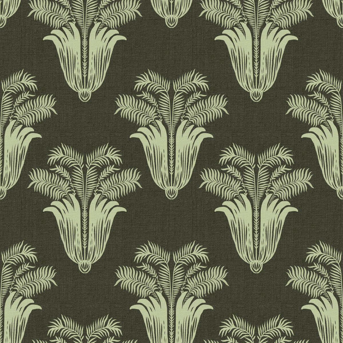 Papel de Parede Vintage Art Déco com Estampa de Palmeira Damascada in your room — zoomed