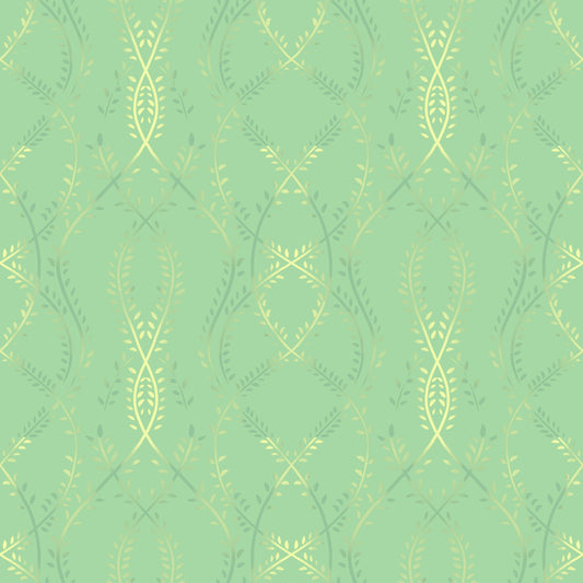 Sage and Gold Whispering Vines Trellis Wallpaper⁠