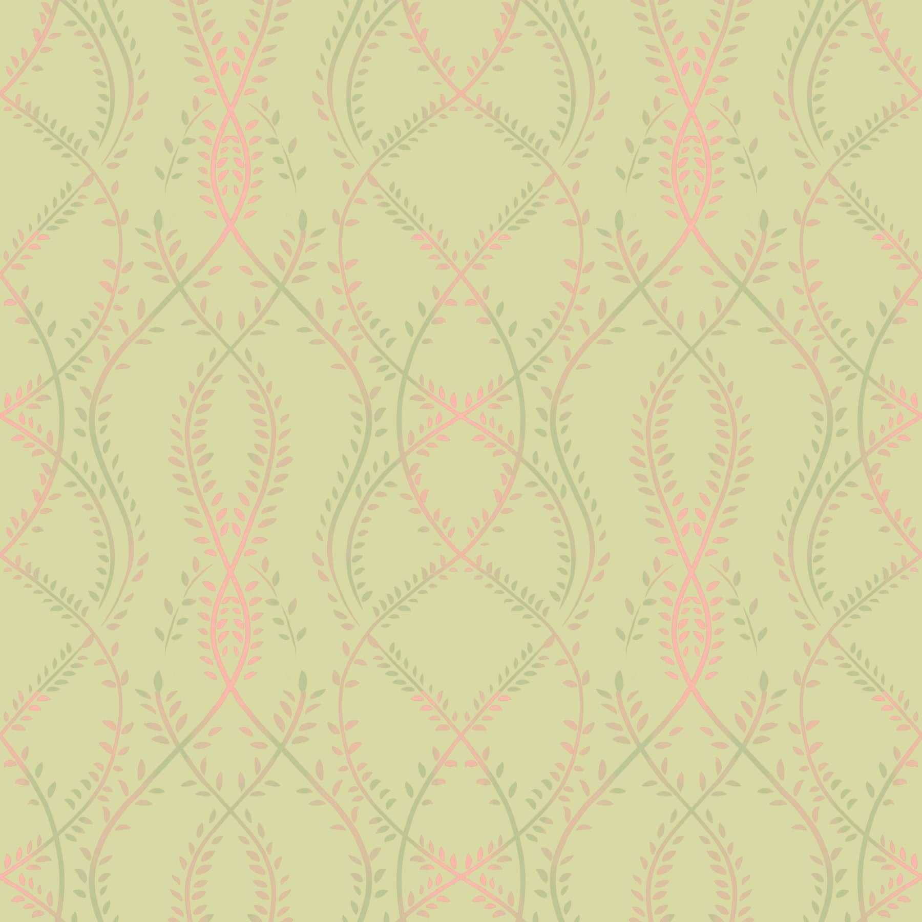 Zachte Salie en Roze Blush Botanisch Ogee Behang