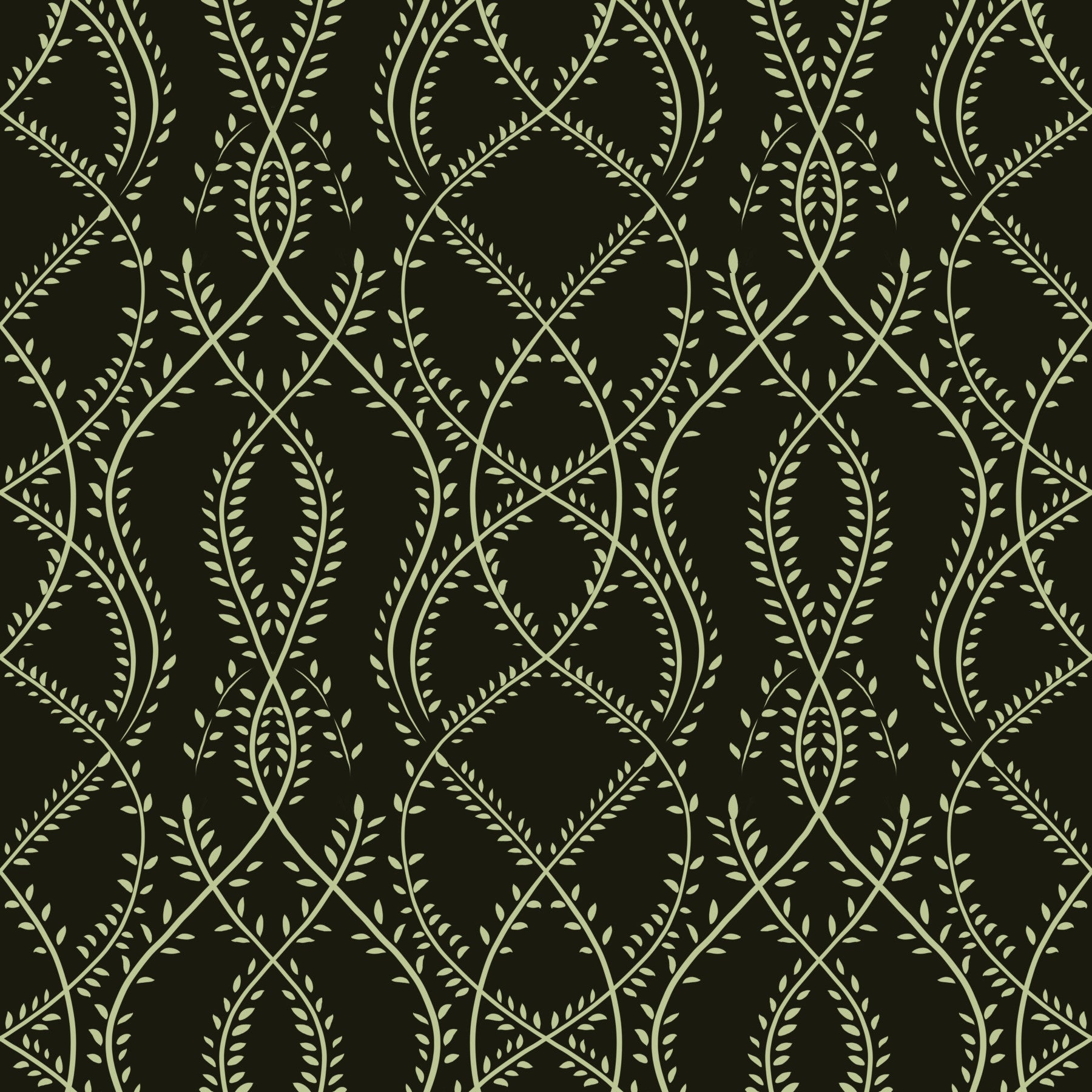 Tapeten mit verschlungenem Weinrebenmuster in Midnight Sage